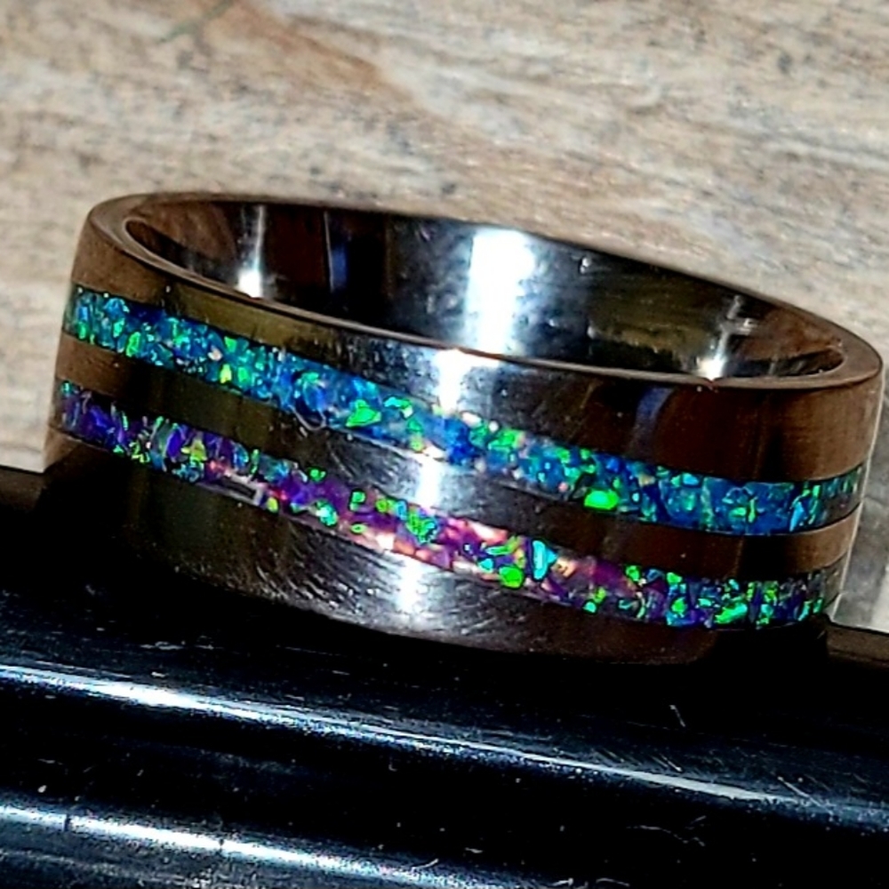 Custom made opal wave ring